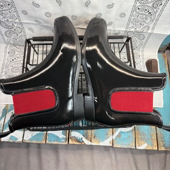 NEW Ralph Lauren Womens Rainboots Rubber boots Low Tally Black/Red Size 9B - Picture 5 of 10